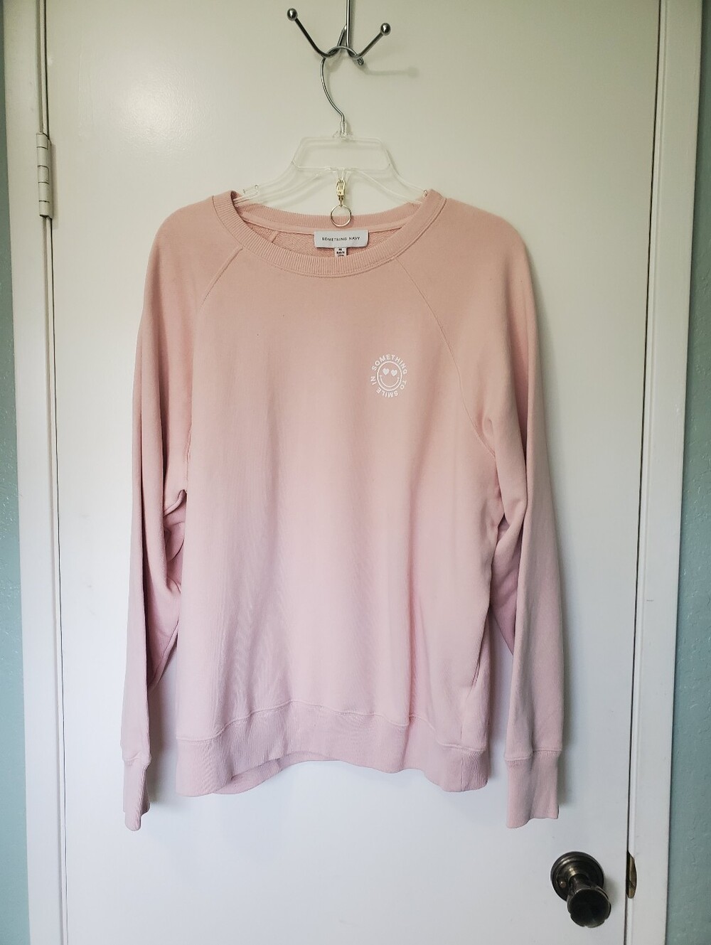 Something Navy Womans Powder Pink Slouchy Raglan Sleeve Sweatshirt Sz M NWT